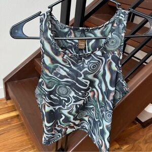 Gonza swirl print mesh top